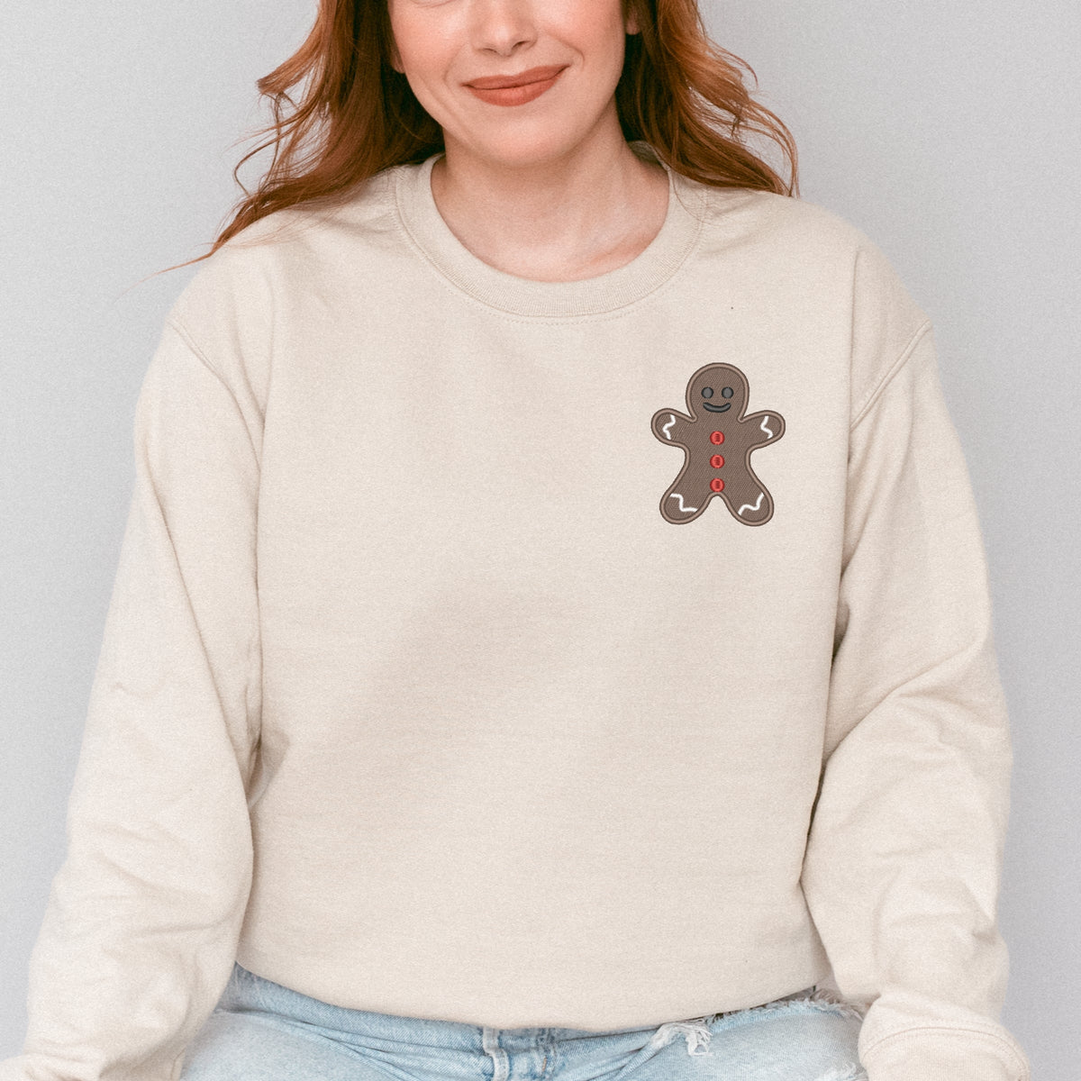 Embroidered Gingerbread Man - Women's Graphic Sweatshirt