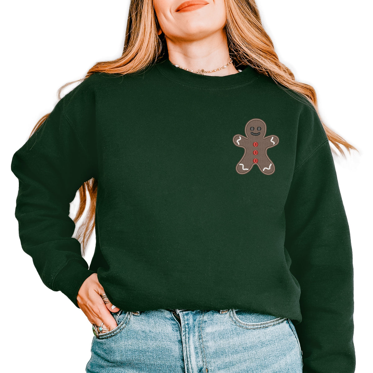 Embroidered Gingerbread Man - Women's Graphic Sweatshirt