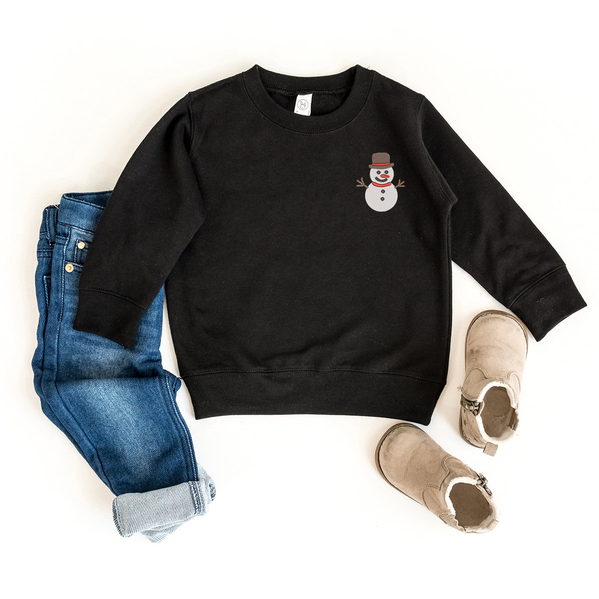 Embroidered White Snowman - Toddler Graphic Sweatshirt