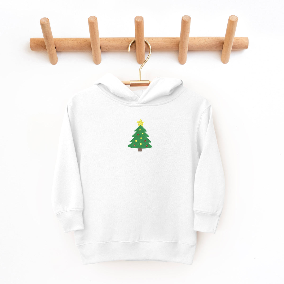 Embroidered Christmas Tree With Ornaments - Toddler Hoodie