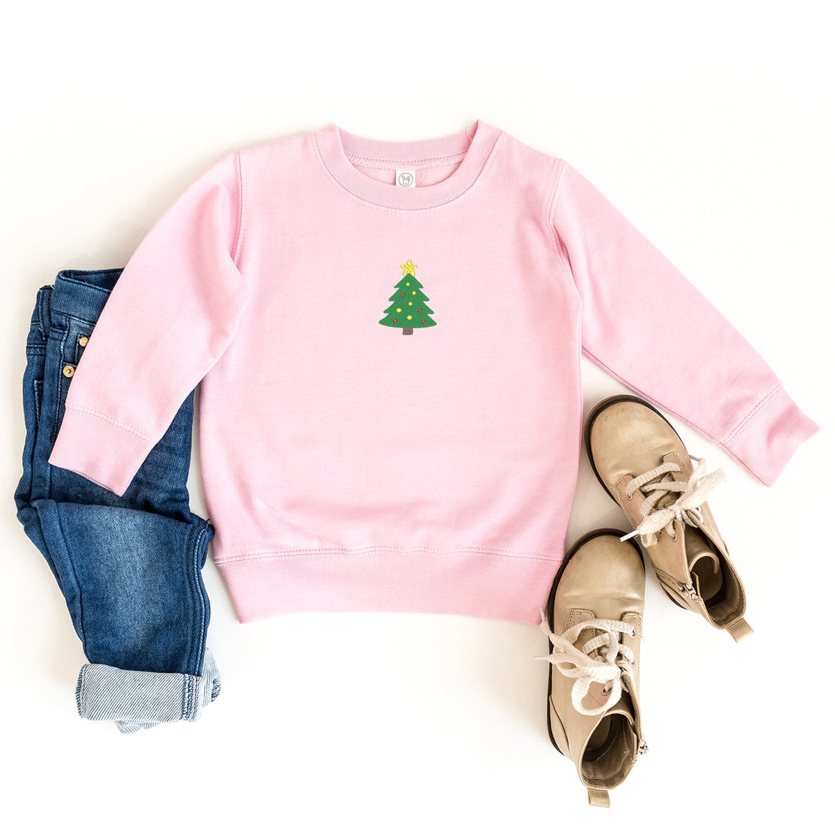 Embroidered Christmas Tree With Ornaments - Toddler Graphic Sweatshirt