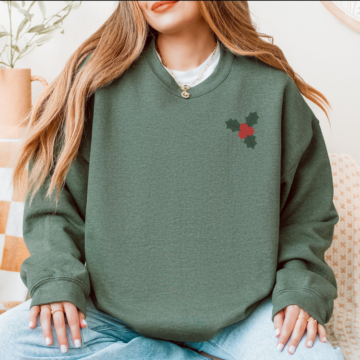 Embroidered Mistletoe - Women's Graphic Sweatshirt