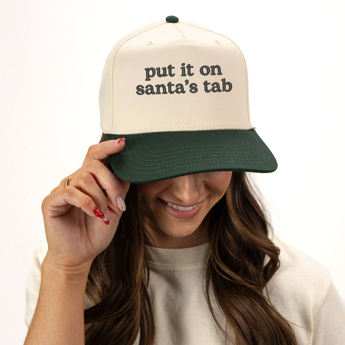 Embroidered Put It On Santa's Tab - Women's Canvas Trucker Hat