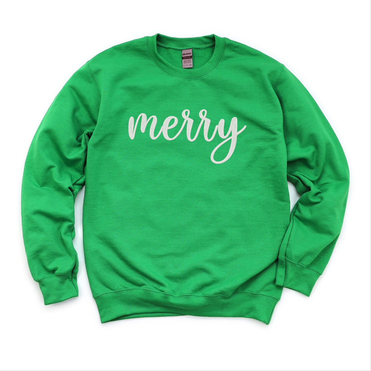 Embroidered Merry Cursive -  Women's Graphic Sweatshirt
