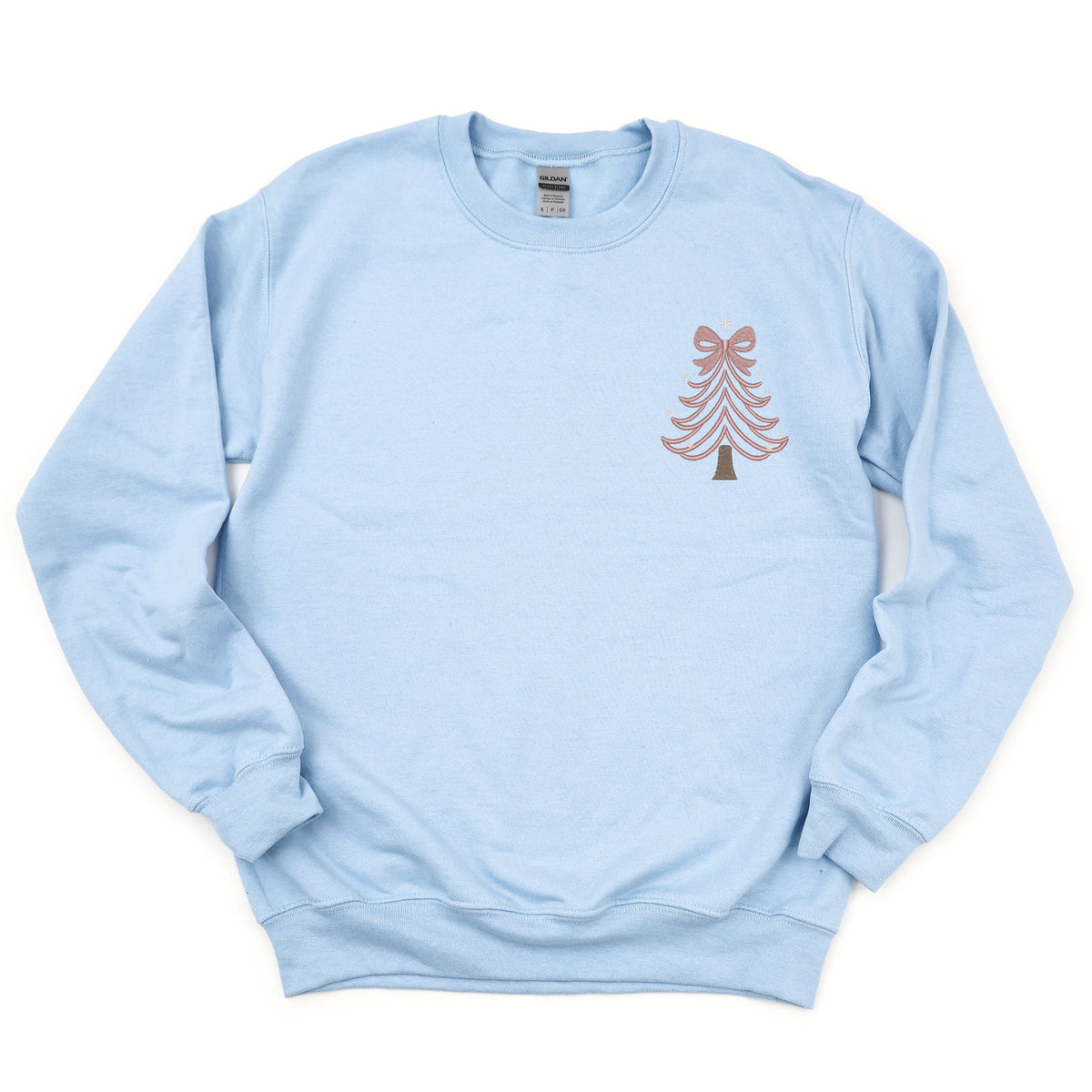 Embroidered Coquette Pink Christmas Tree - Women's Graphic Sweatshirt