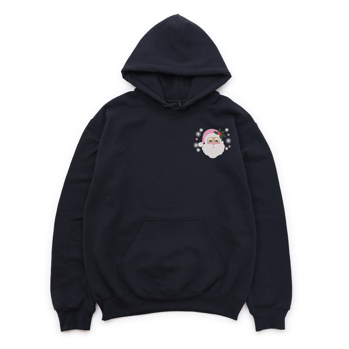 Embroidered Pink Santa Hat - Women's Graphic Hoodie