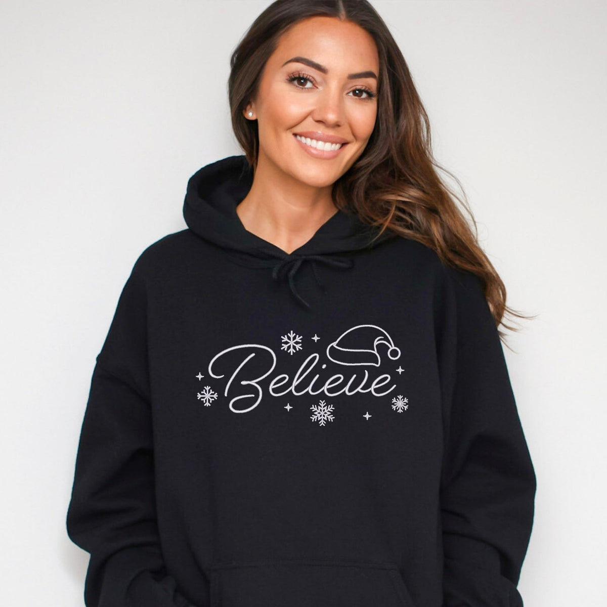 Embroidered Believe Snowflake - Women's Graphic Hoodie