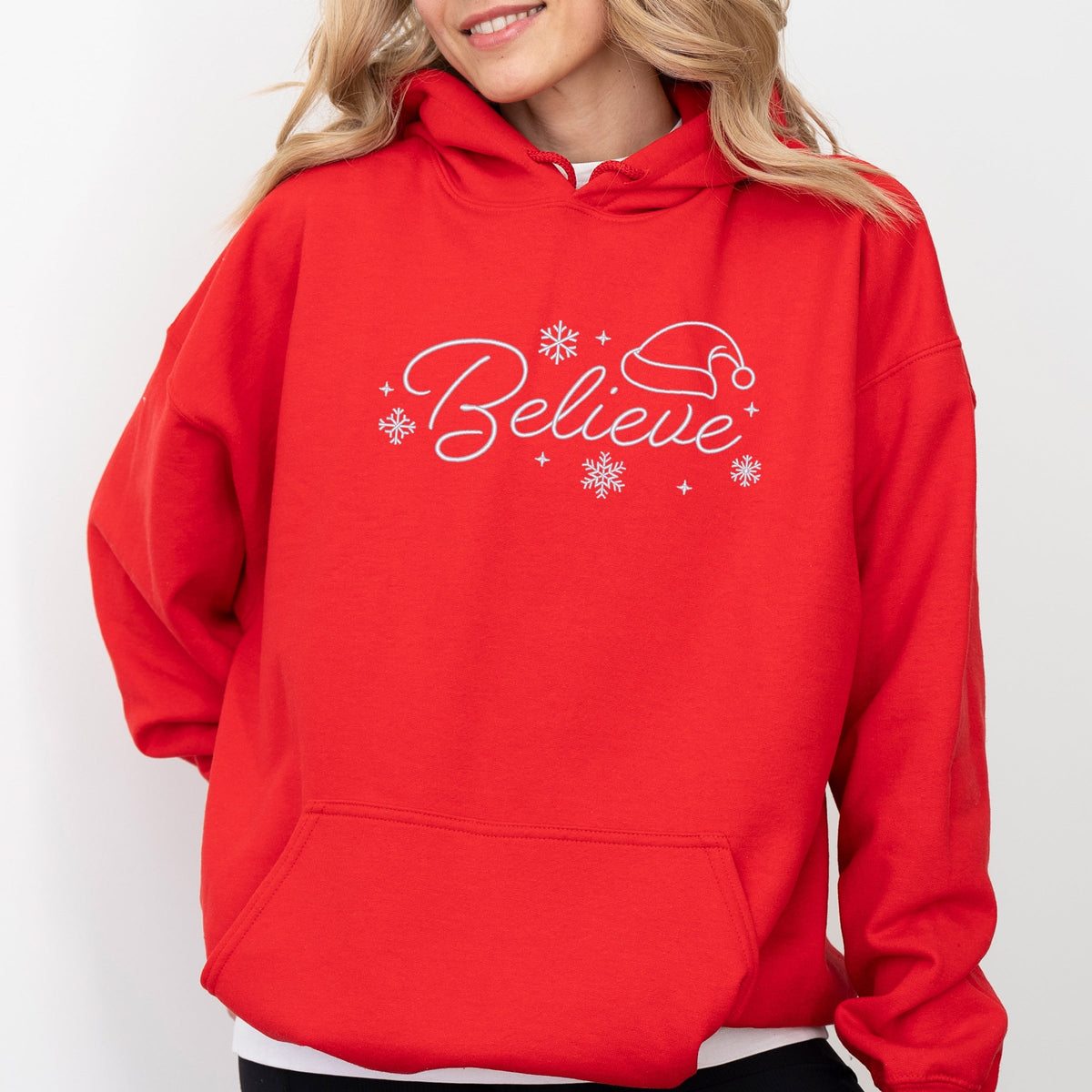 Embroidered Believe Snowflake - Women's Graphic Hoodie