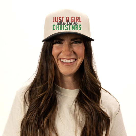 Embroidered Just A Girl Who Loves Christmas - Women's Canvas Trucker Hat