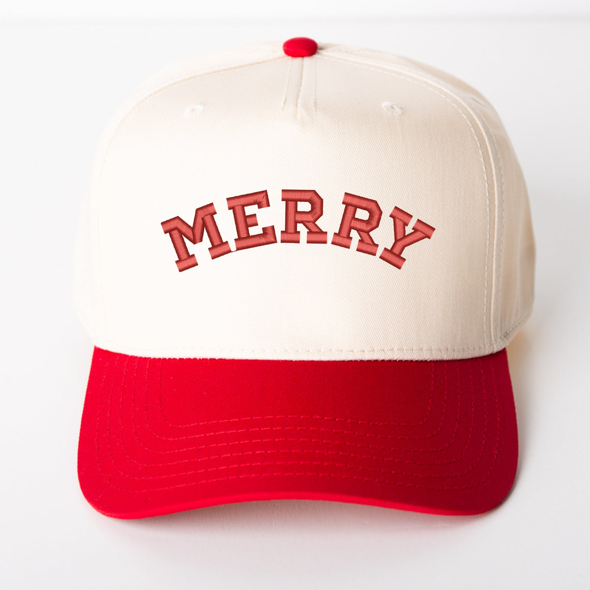Embroidered Merry Arched - Women's Canvas Trucker Hat