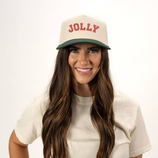 Embroidered Jolly Arched - Women's Canvas Trucker Hat