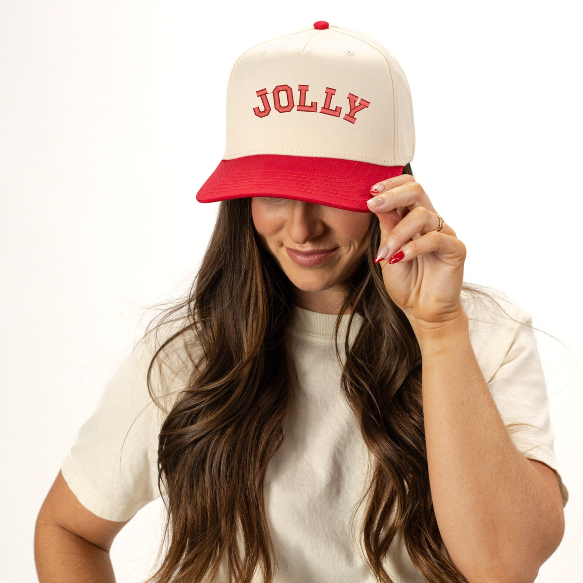 Embroidered Jolly Arched - Women's Canvas Trucker Hat